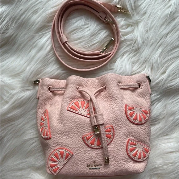 Kate Spade Flights of Fancy Grapefruit Mini Bucket Bag Crossbody - Picture 2 of 16